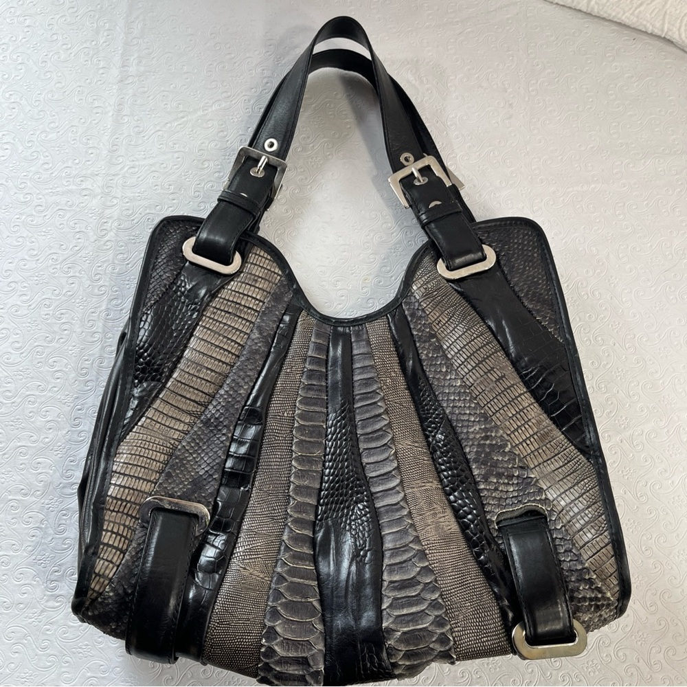 Stuart Weitzman Leather Patchwork Handbag Shoulde… - image 1